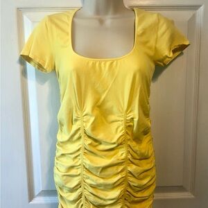 Bright Yellow Top with Ruching by Last Tango